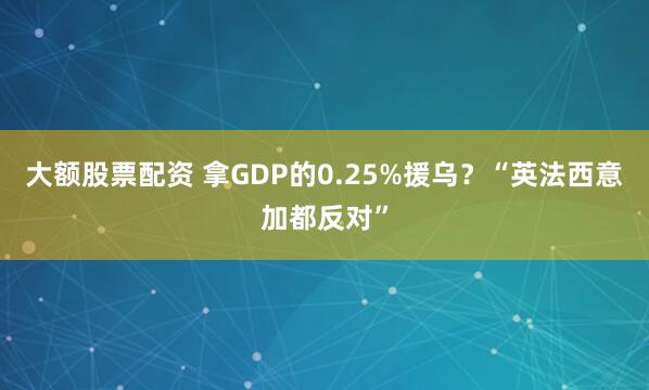 大额股票配资 拿GDP的0.25%援乌？“英法西意加都反对”